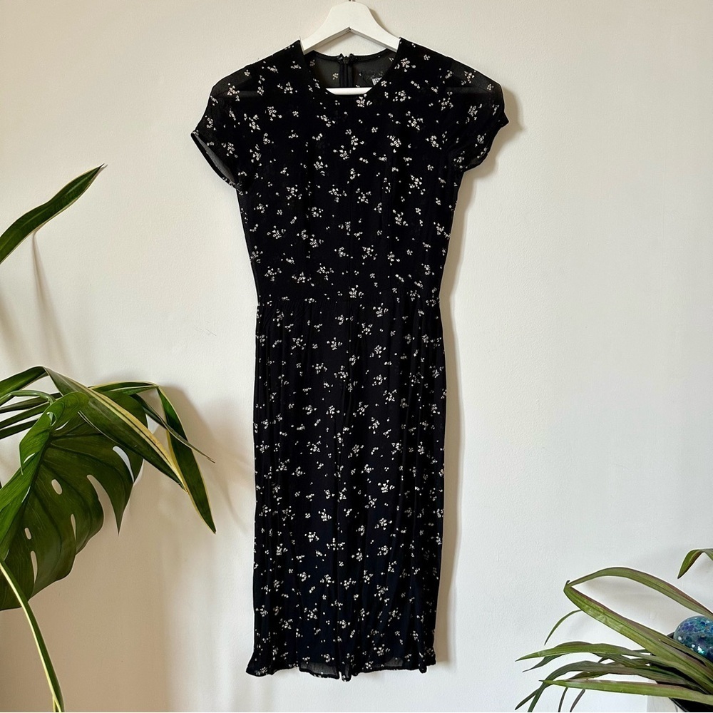 Reformation Black Floral Zip-Back Mini Dress Size 0